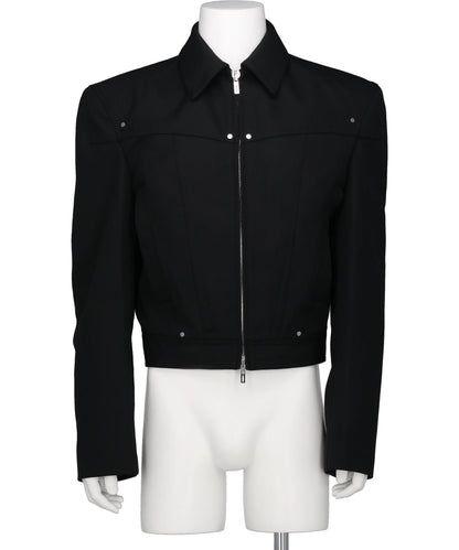 ZIPPED WIDE SHOULDERS JACKET