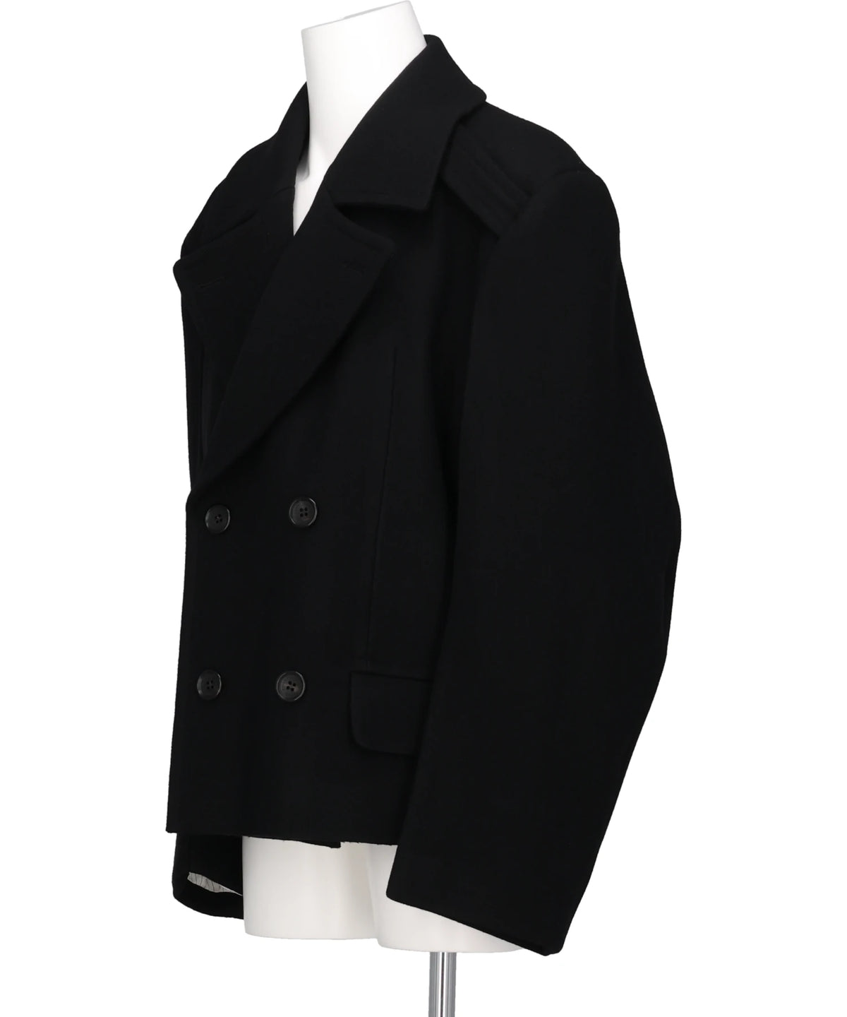 HEAVY MELTON MASSIVE ROUNDED SLEEVE PEA JACKET