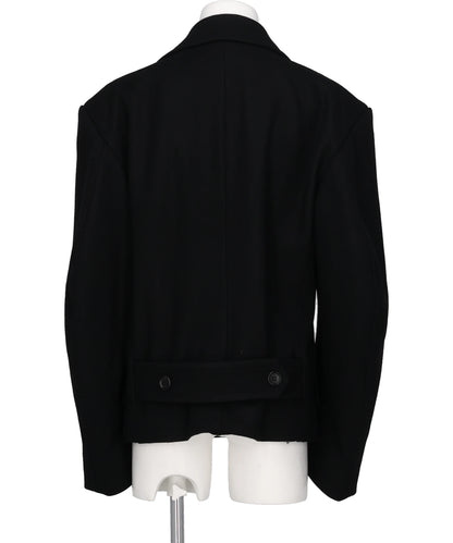 HEAVY MELTON MASSIVE ROUNDED SLEEVE PEA JACKET