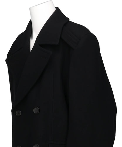 HEAVY MELTON MASSIVE ROUNDED SLEEVE PEA JACKET