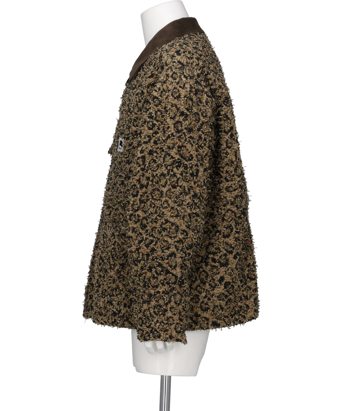 LEOPARD JACQUARD NEEDLE PUNCH CHORE JACKET