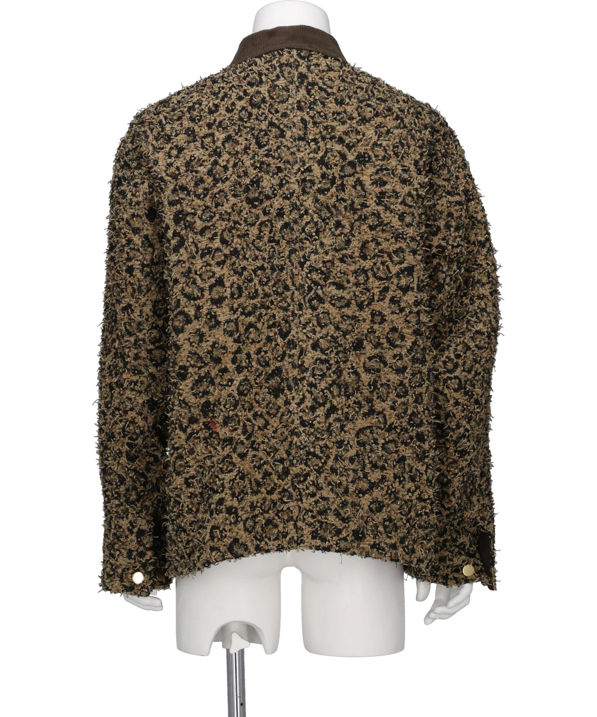 LEOPARD JACQUARD NEEDLE PUNCH CHORE JACKET