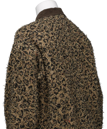 LEOPARD JACQUARD NEEDLE PUNCH CHORE JACKET