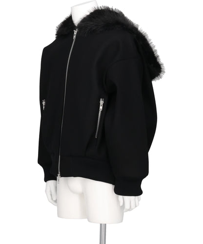 OVERSIZED SPLIT FAUX FUR HOOD JACKET