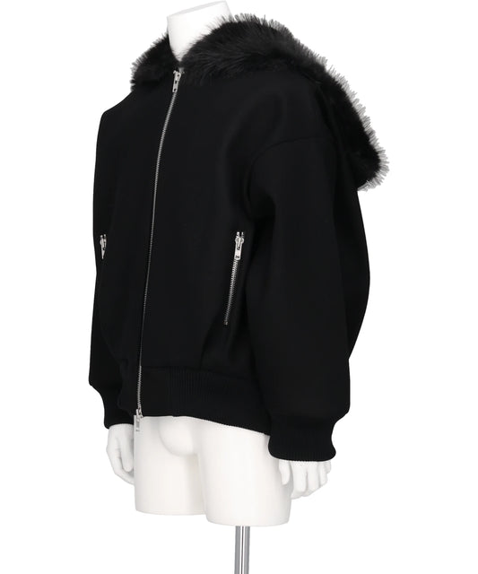 OVERSIZED SPLIT FAUX FUR HOOD JACKET