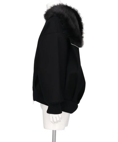 OVERSIZED SPLIT FAUX FUR HOOD JACKET