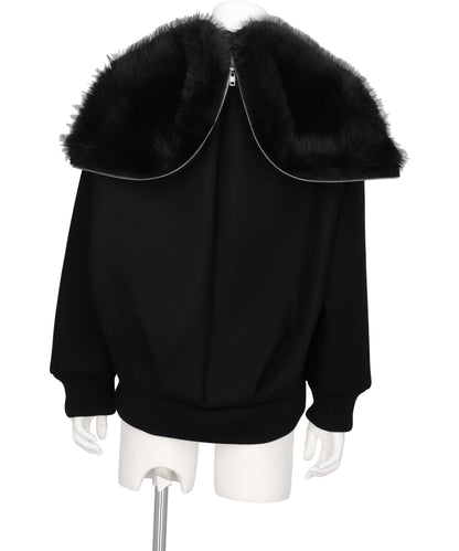 OVERSIZED SPLIT FAUX FUR HOOD JACKET