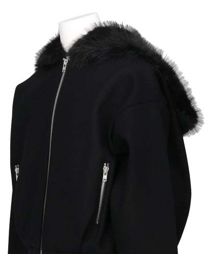 OVERSIZED SPLIT FAUX FUR HOOD JACKET