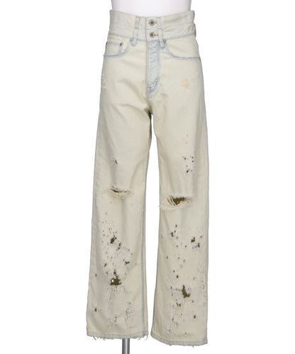 "ICE WASH" W-VELT SUPER DAMAGE ST DENIM