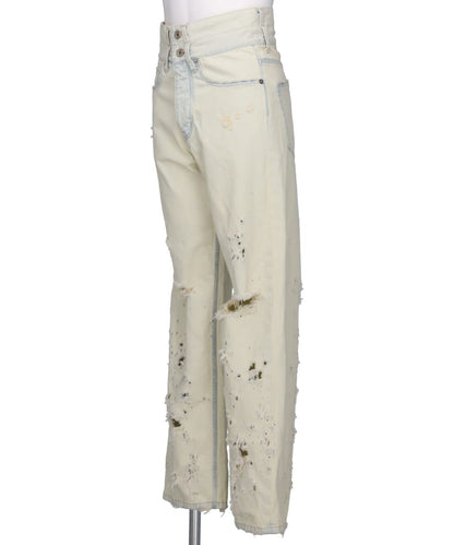 "ICE WASH" W-VELT SUPER DAMAGE ST DENIM