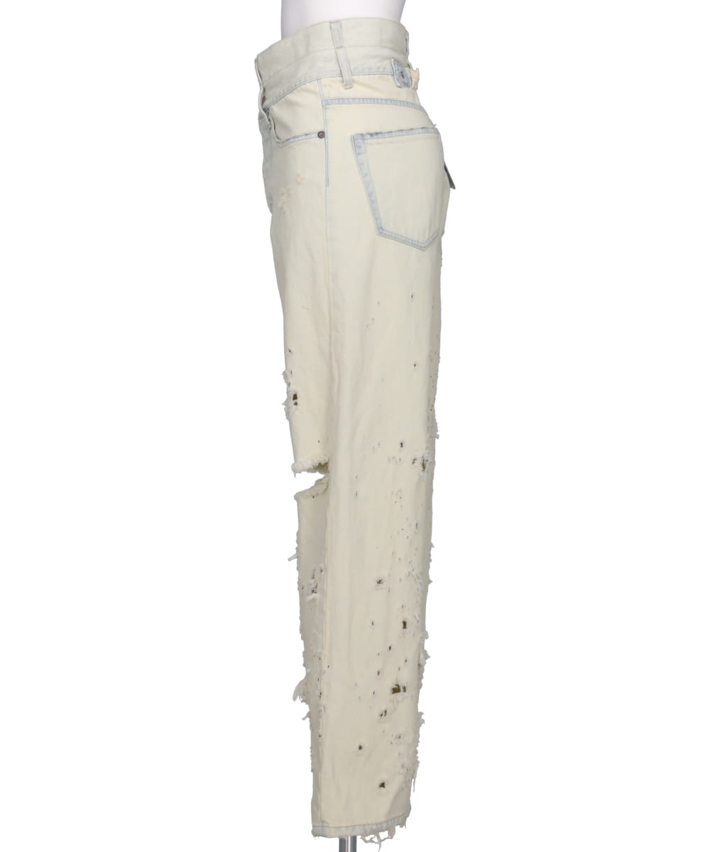 "ICE WASH" W-VELT SUPER DAMAGE ST DENIM