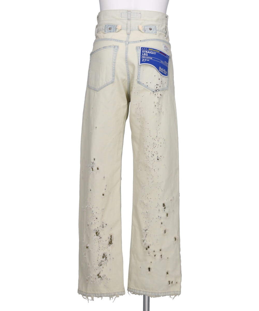 "ICE WASH" W-VELT SUPER DAMAGE ST DENIM