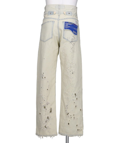 "ICE WASH" W-VELT SUPER DAMAGE ST DENIM