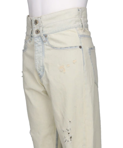 "ICE WASH" W-VELT SUPER DAMAGE ST DENIM