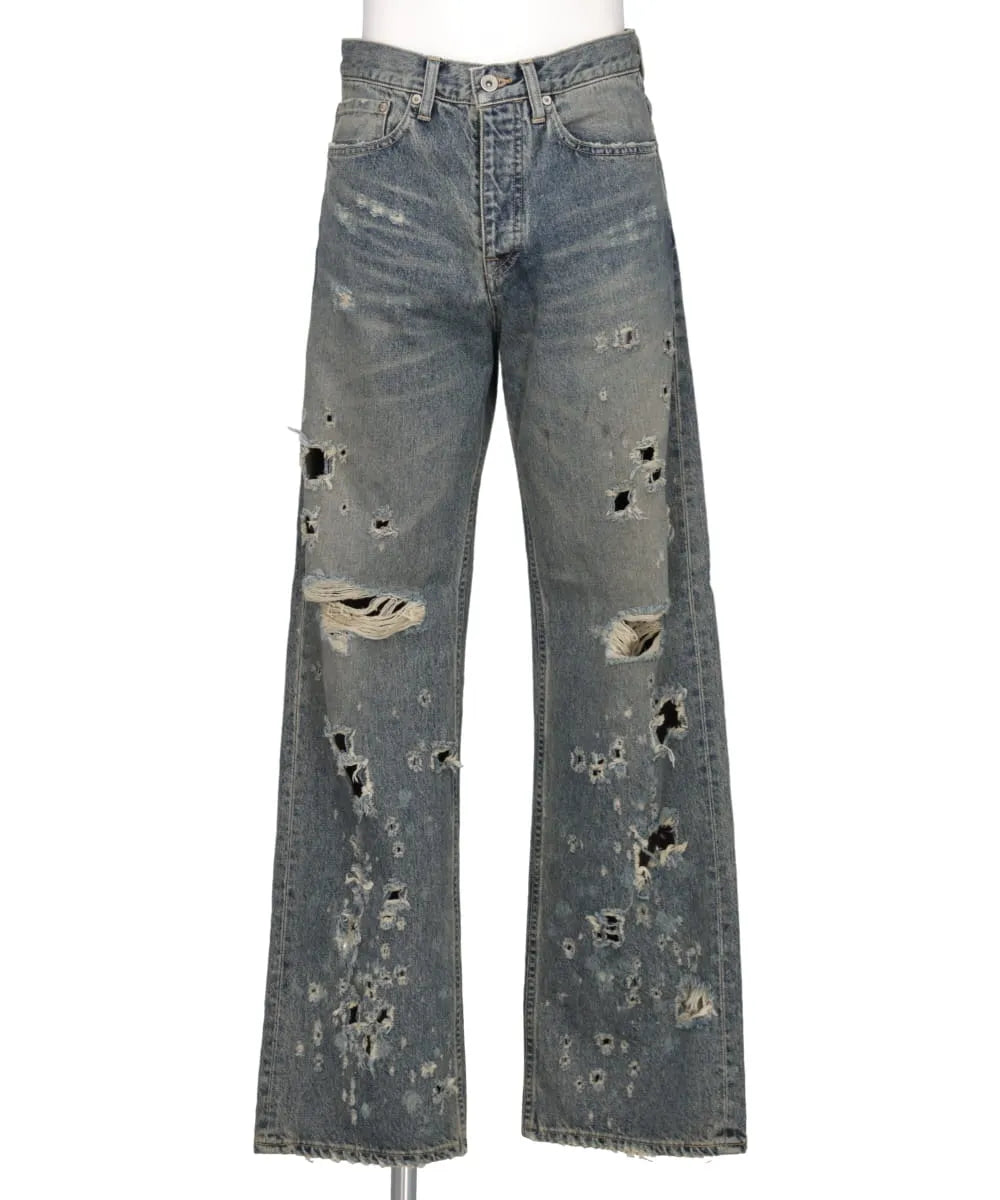 "DAMAGE" STRAIGHT DENIM PANTS
