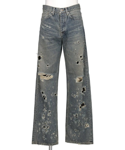 "DAMAGE" STRAIGHT DENIM PANTS