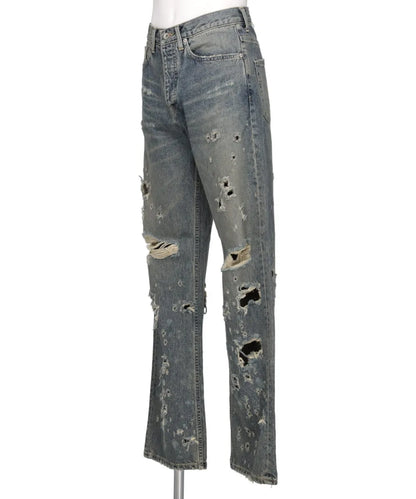 "DAMAGE" STRAIGHT DENIM PANTS