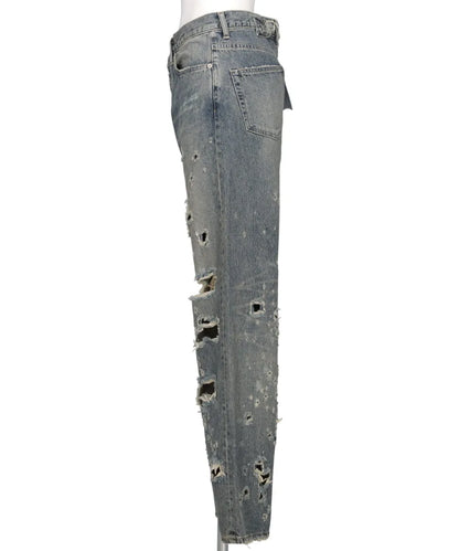 "DAMAGE" STRAIGHT DENIM PANTS
