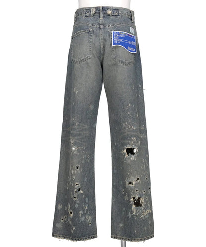 "DAMAGE" STRAIGHT DENIM PANTS