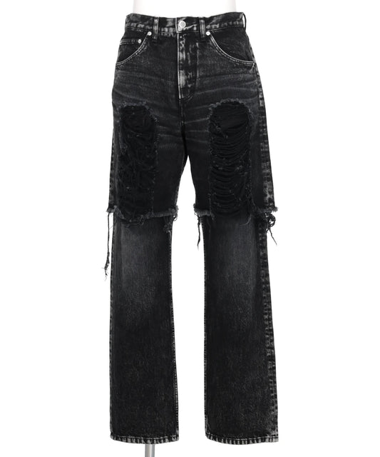 WASHED DENIM LAYERED PANTS