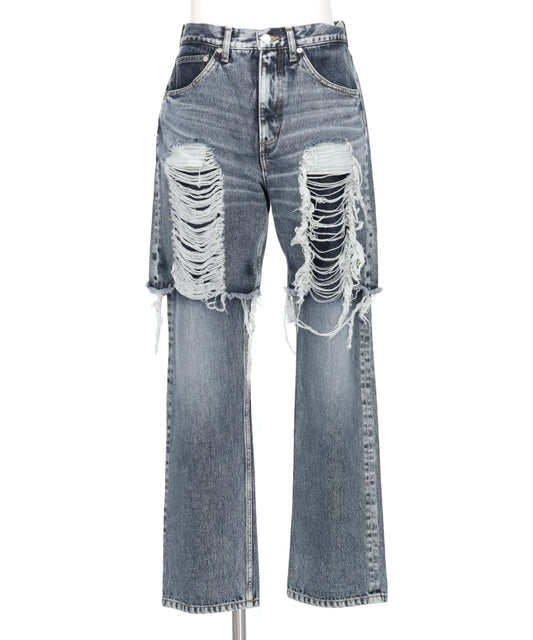 WASHED DENIM LAYERED PANTS