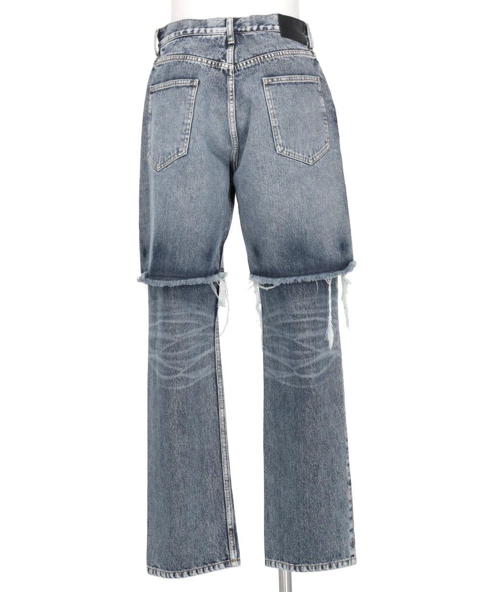 WASHED DENIM LAYERED PANTS