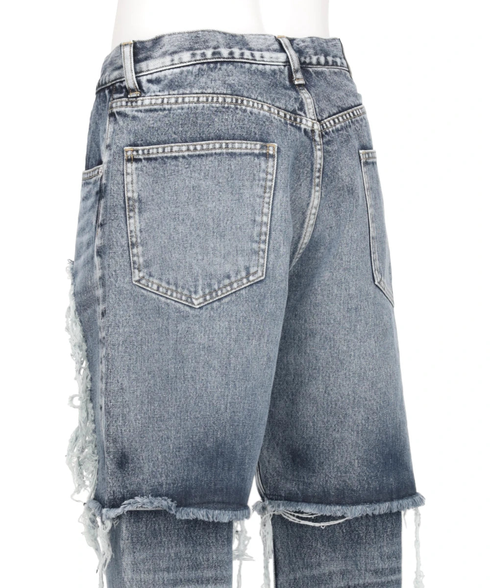 WASHED DENIM LAYERED PANTS