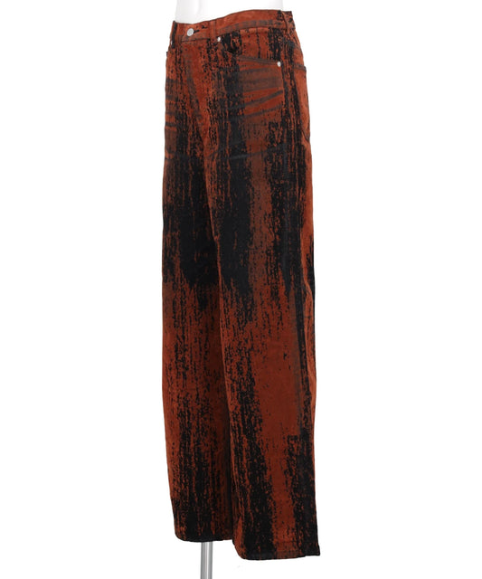 FLOCKED DENIM WIDE PANTS