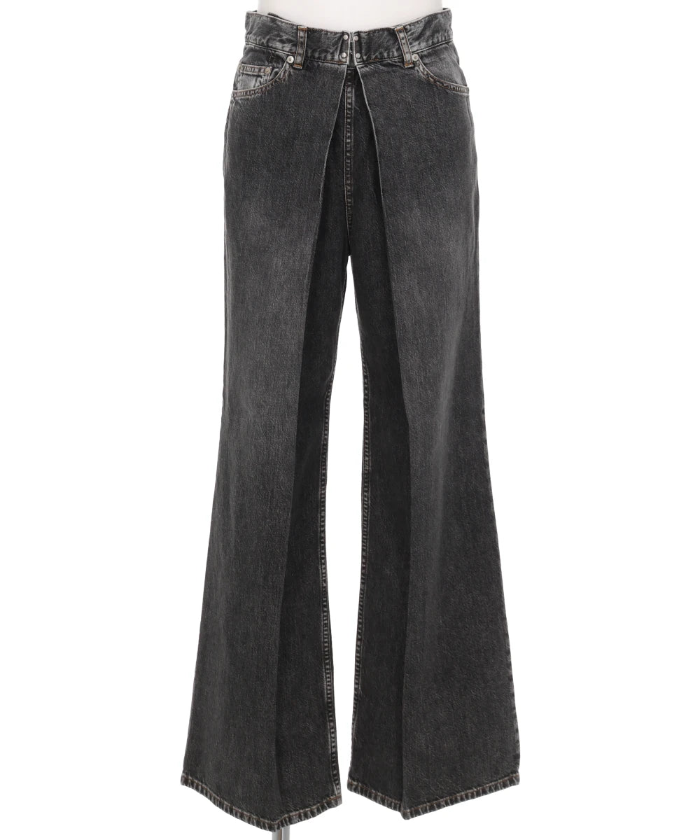 WASHED DENIM WIDE PANTS