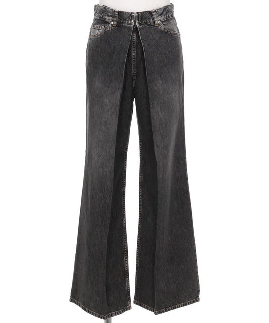 WASHED DENIM WIDE PANTS