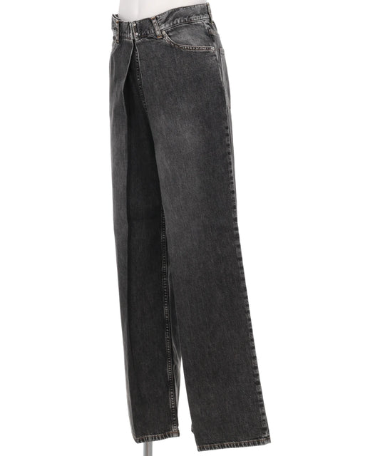 WASHED DENIM WIDE PANTS