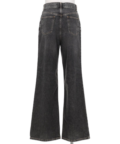 WASHED DENIM WIDE PANTS