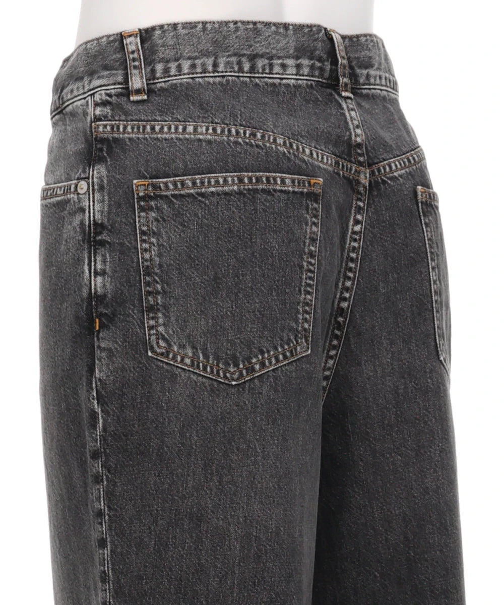 WASHED DENIM WIDE PANTS
