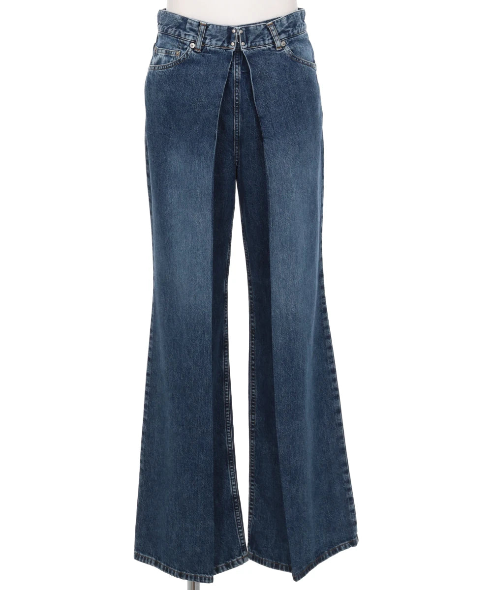 WASHED DENIM WIDE PANTS