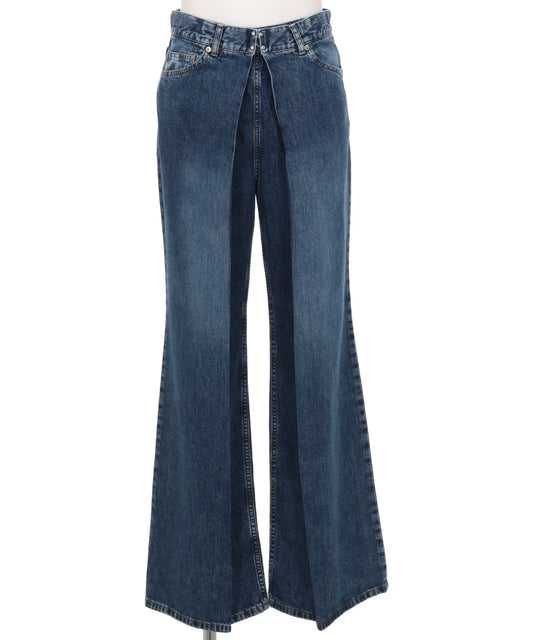 WASHED DENIM WIDE PANTS