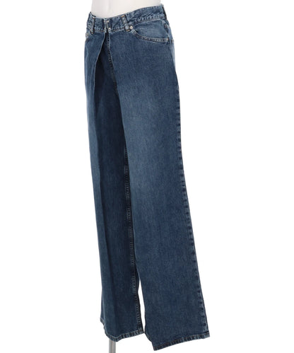 WASHED DENIM WIDE PANTS