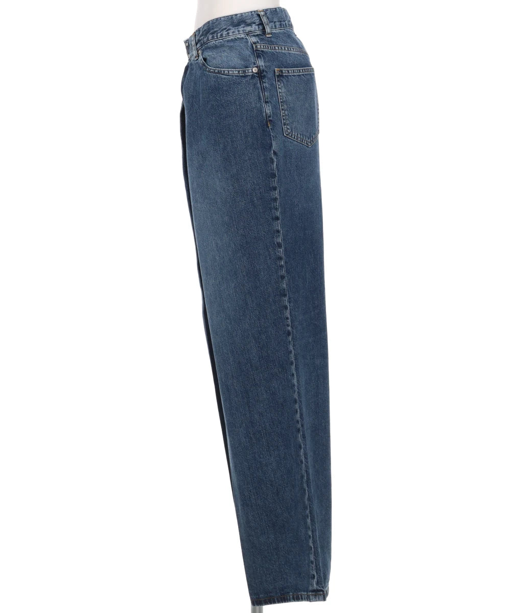 WASHED DENIM WIDE PANTS