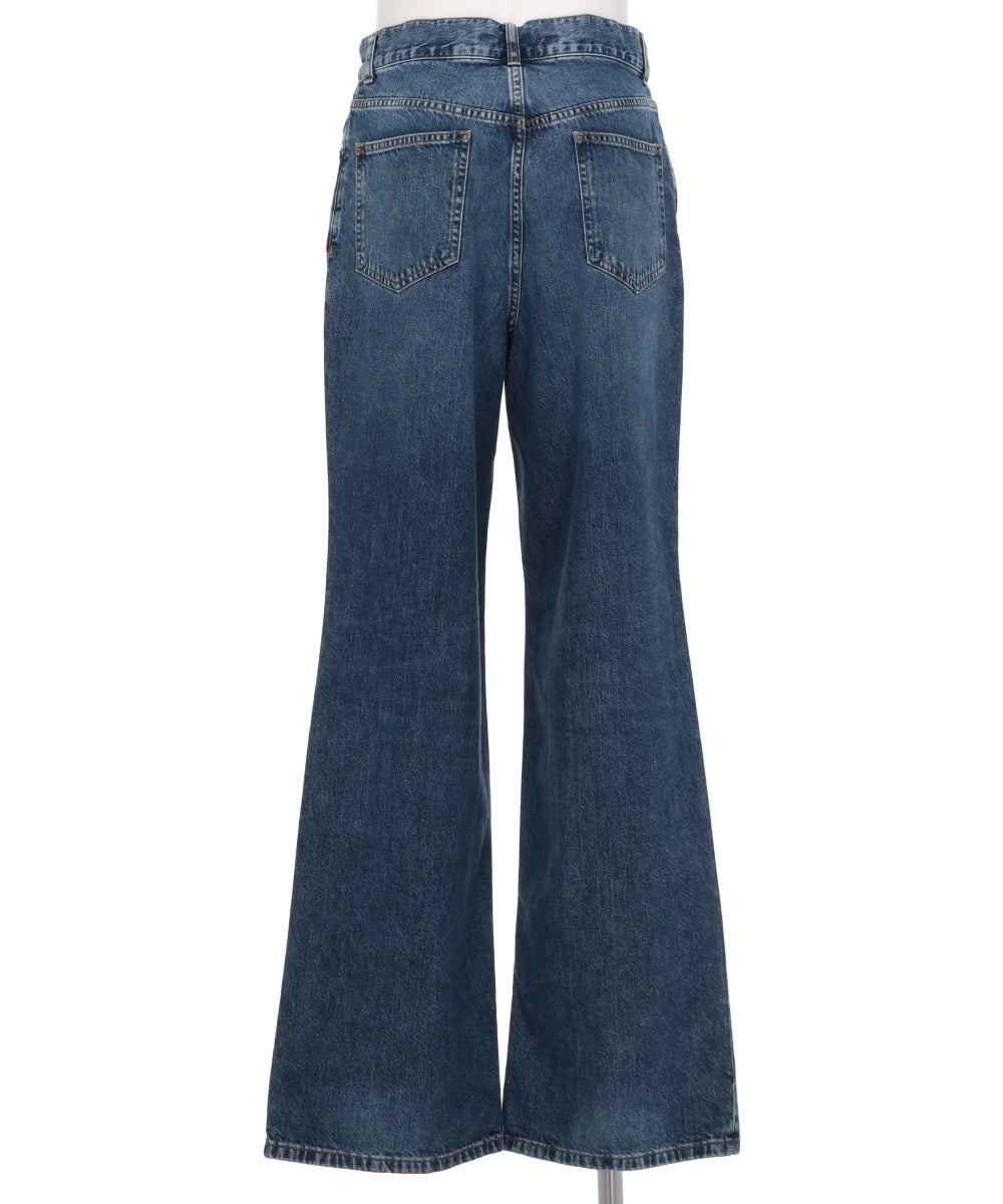 WASHED DENIM WIDE PANTS
