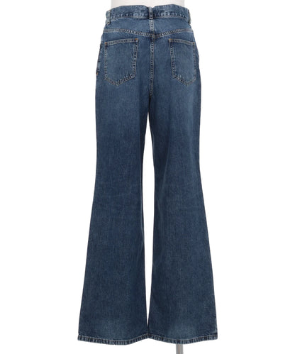 WASHED DENIM WIDE PANTS