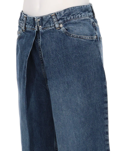 WASHED DENIM WIDE PANTS