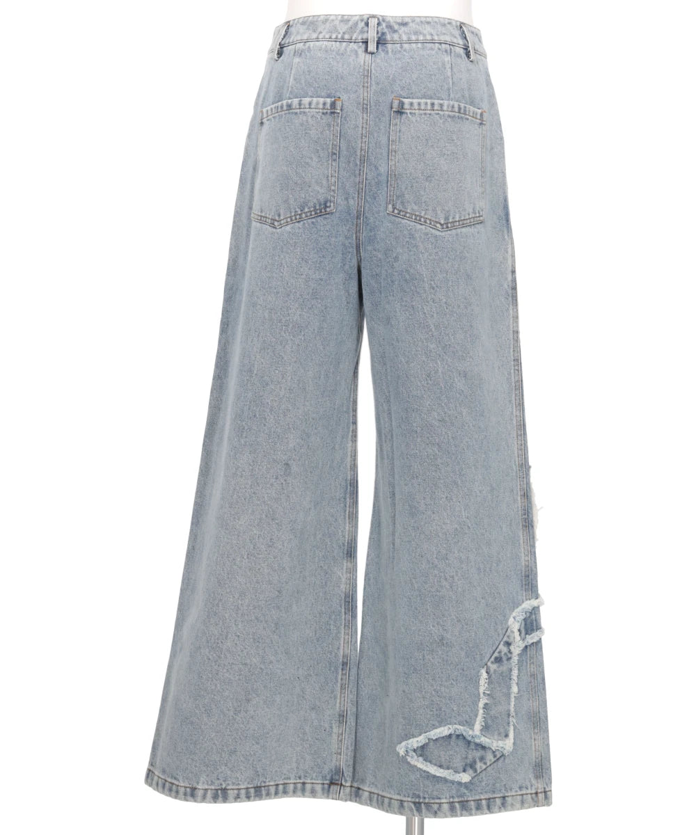 RIBBON DETAIL DENIM PANTS
