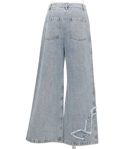 RIBBON DETAIL DENIM PANTS
