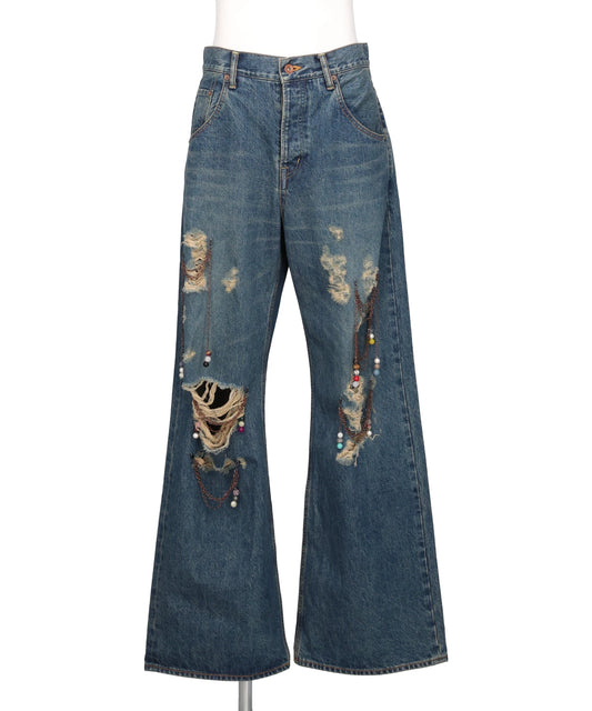 CHAIN DAMAGE DENIM PANTS