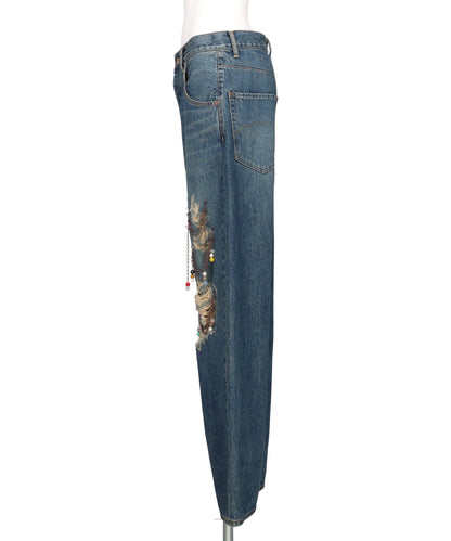 CHAIN DAMAGE DENIM PANTS