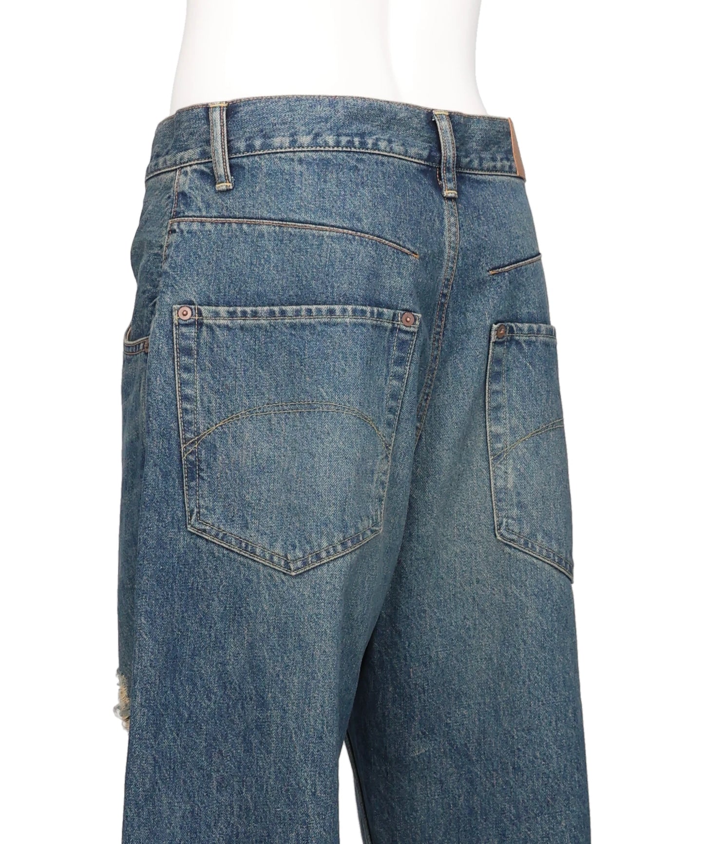 CHAIN DAMAGE DENIM PANTS