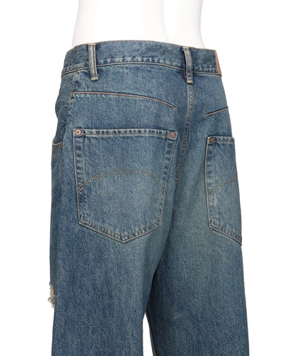 CHAIN DAMAGE DENIM PANTS