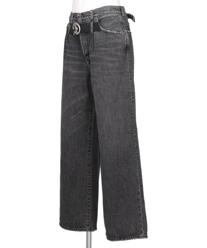 "D" BUCKLE SUPER WIDE DENIM PANTS