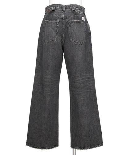 "D" BUCKLE SUPER WIDE DENIM PANTS