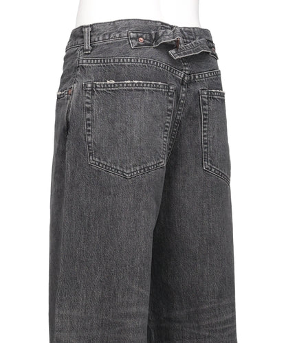 "D" BUCKLE SUPER WIDE DENIM PANTS