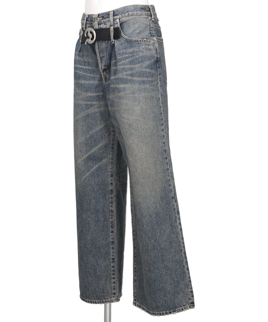 "D"BUCKLE SUPER WIDE DENIM PANTS
